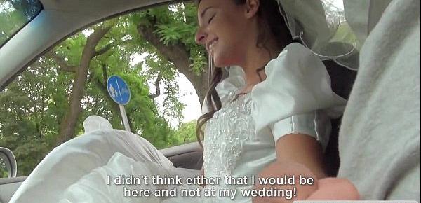  Euro bride giving handjob in car POV